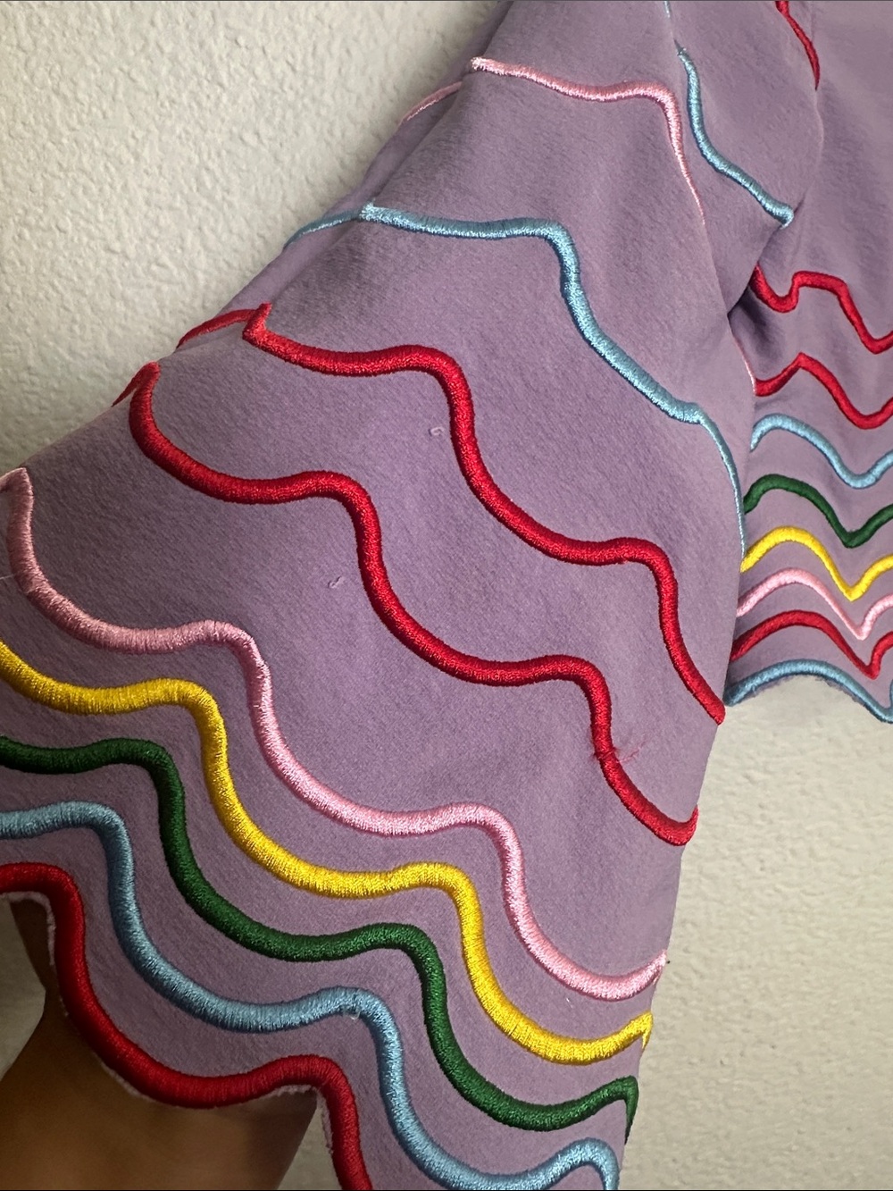 Lola + The Boys Purple Rainbow Top Embroidered Bell Sleeve Size 8 - Picture 5 of 11